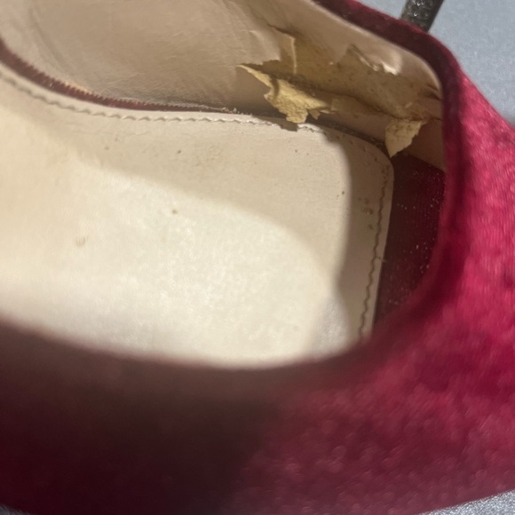 Nina New York Red Maroon Velvet Peep Toe Jeweled High Heel Pump Size 7M Formal - Picture 12 of 13